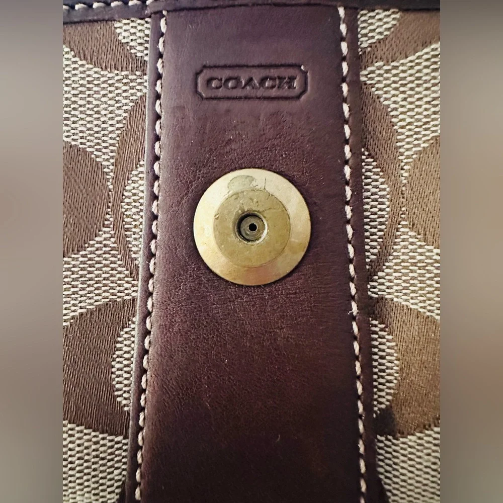 Authentic Vintage Coach Brown Suede  and Leather Clutch with Brass Buckle! - Picture 9 of 10